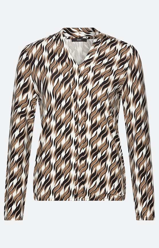 Shirt met een sjaalkraag, taupe