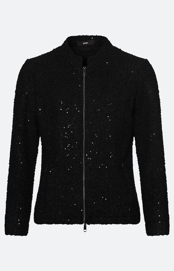 Blazer met paillettenbeleg, zwart