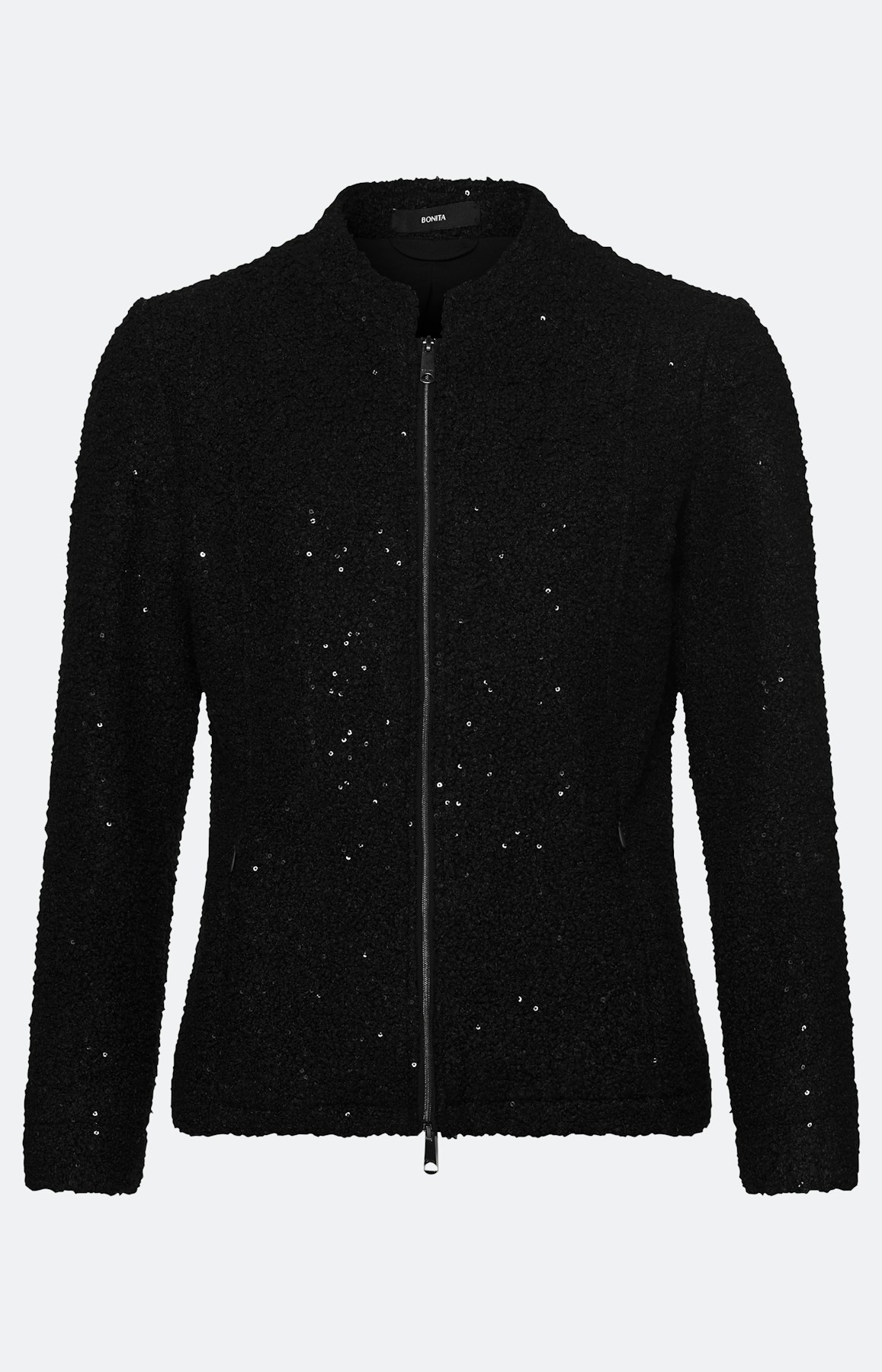 Blazer met paillettenbeleg, zwart
