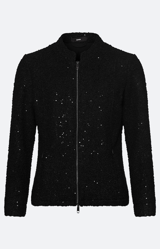 Blazer met paillettenbeleg, zwart