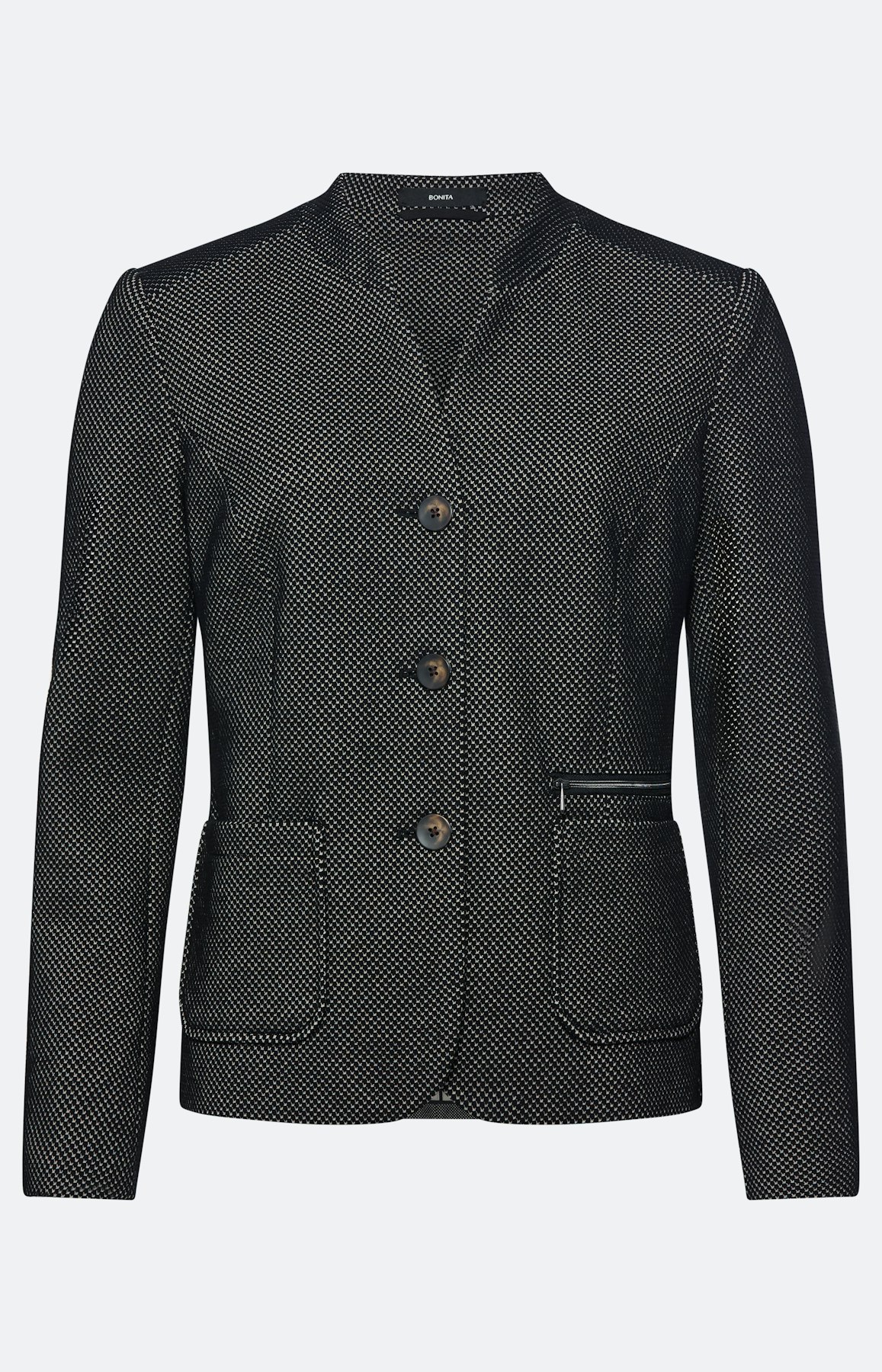 Blazer met tweekleurige structuur, zwart