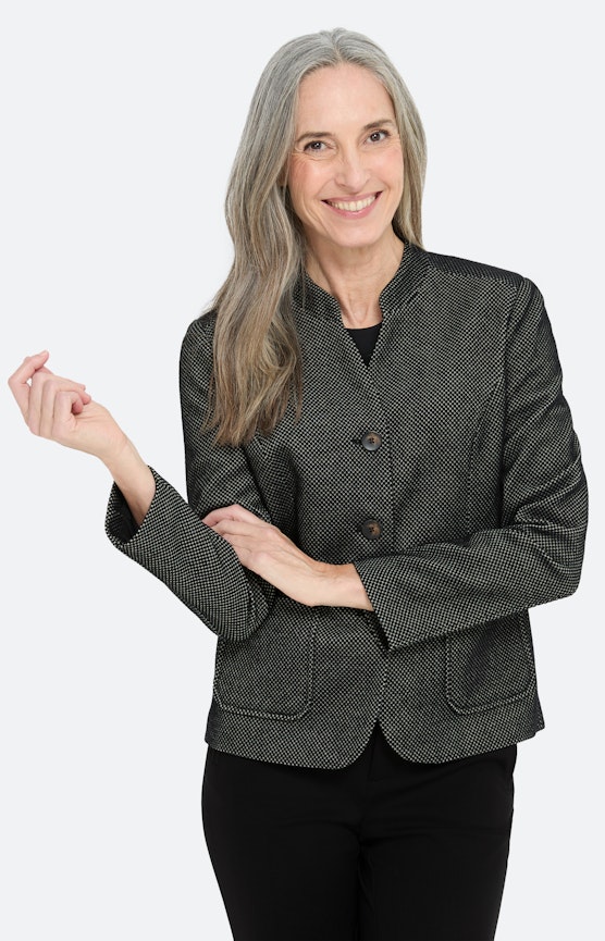 Blazer met tweekleurige structuur, zwart