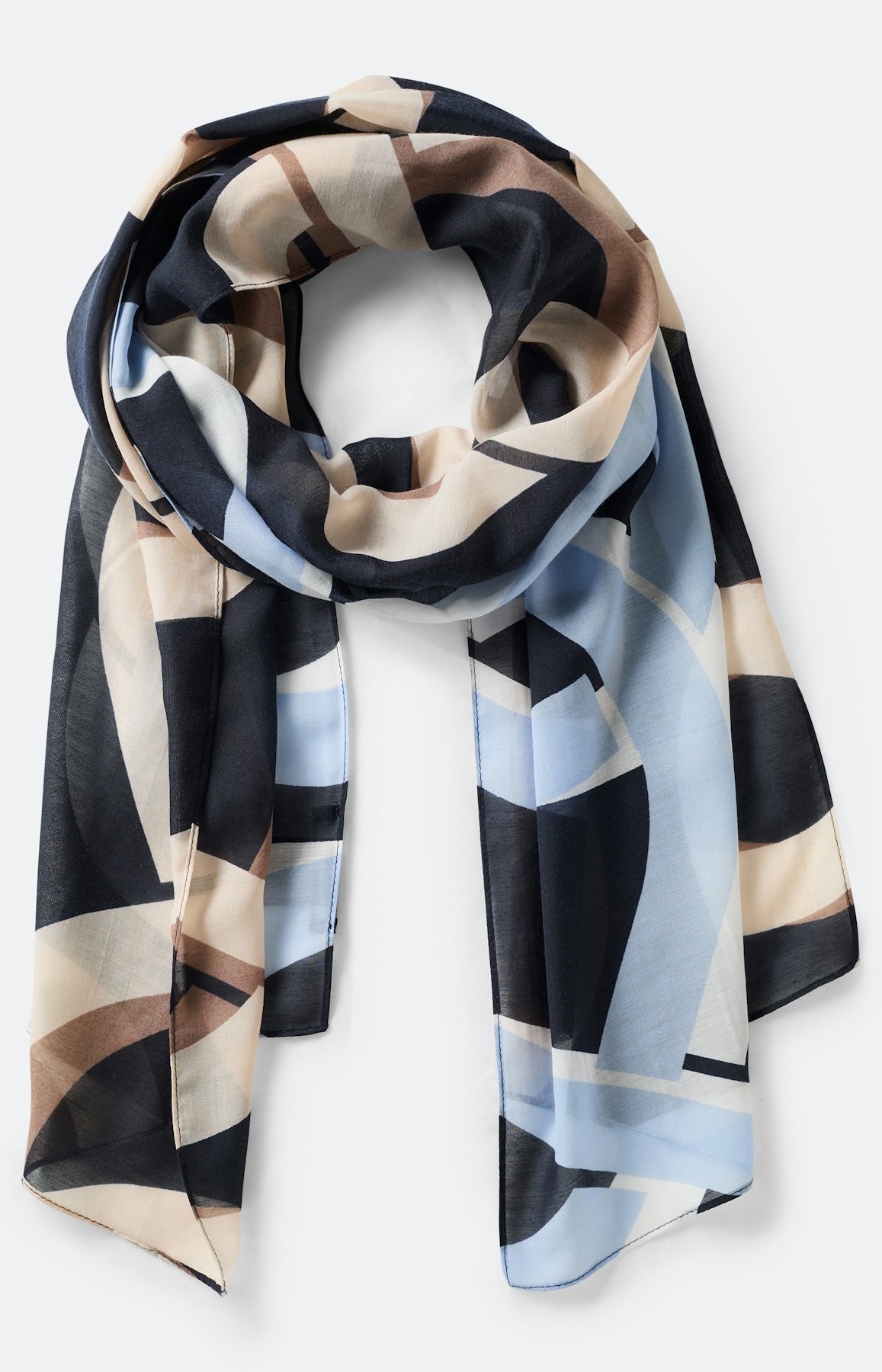 Sjaal met grote motief-print, marine