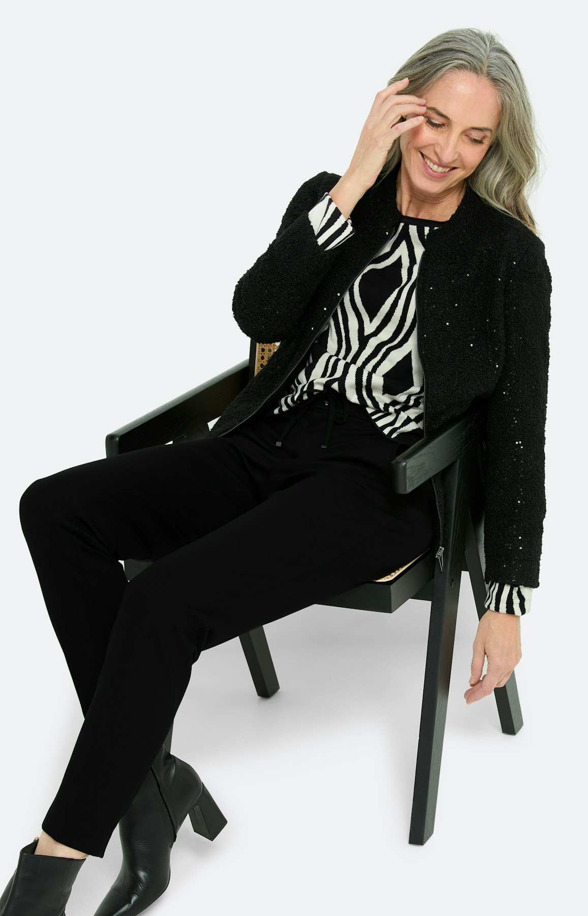 Trui met jacquardmotief, zwart