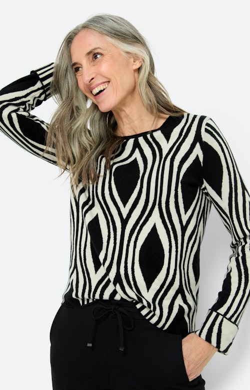 Trui met jacquardmotief, zwart