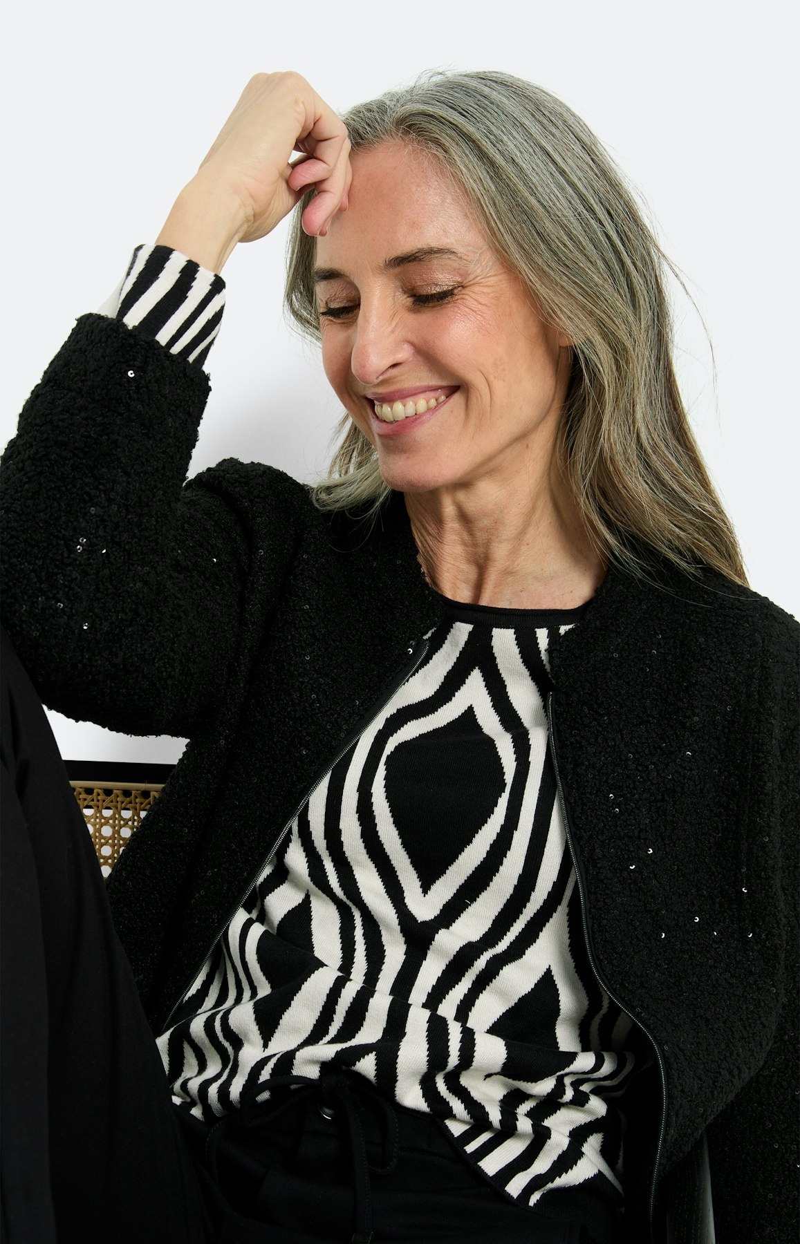 Trui met jacquardmotief, zwart