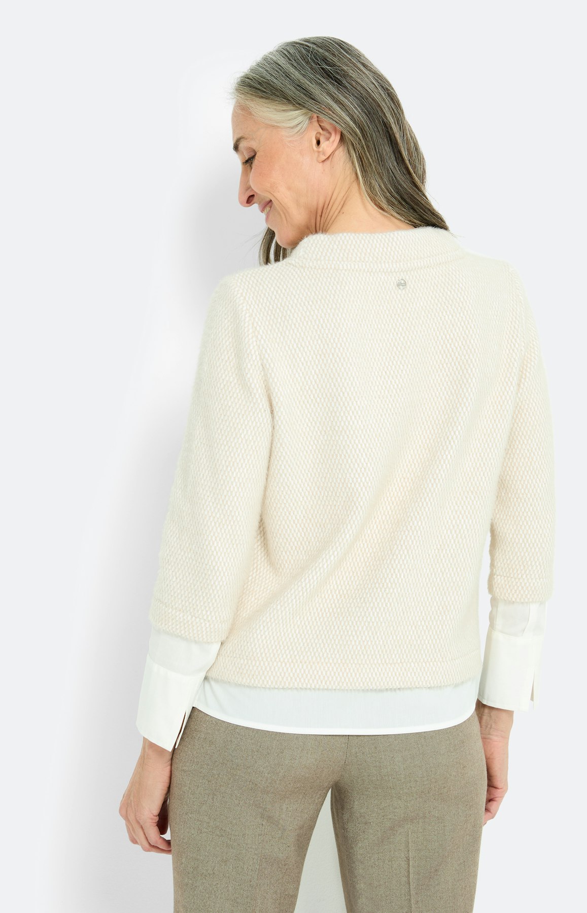 Sweatshirt in laagjes-look, crème