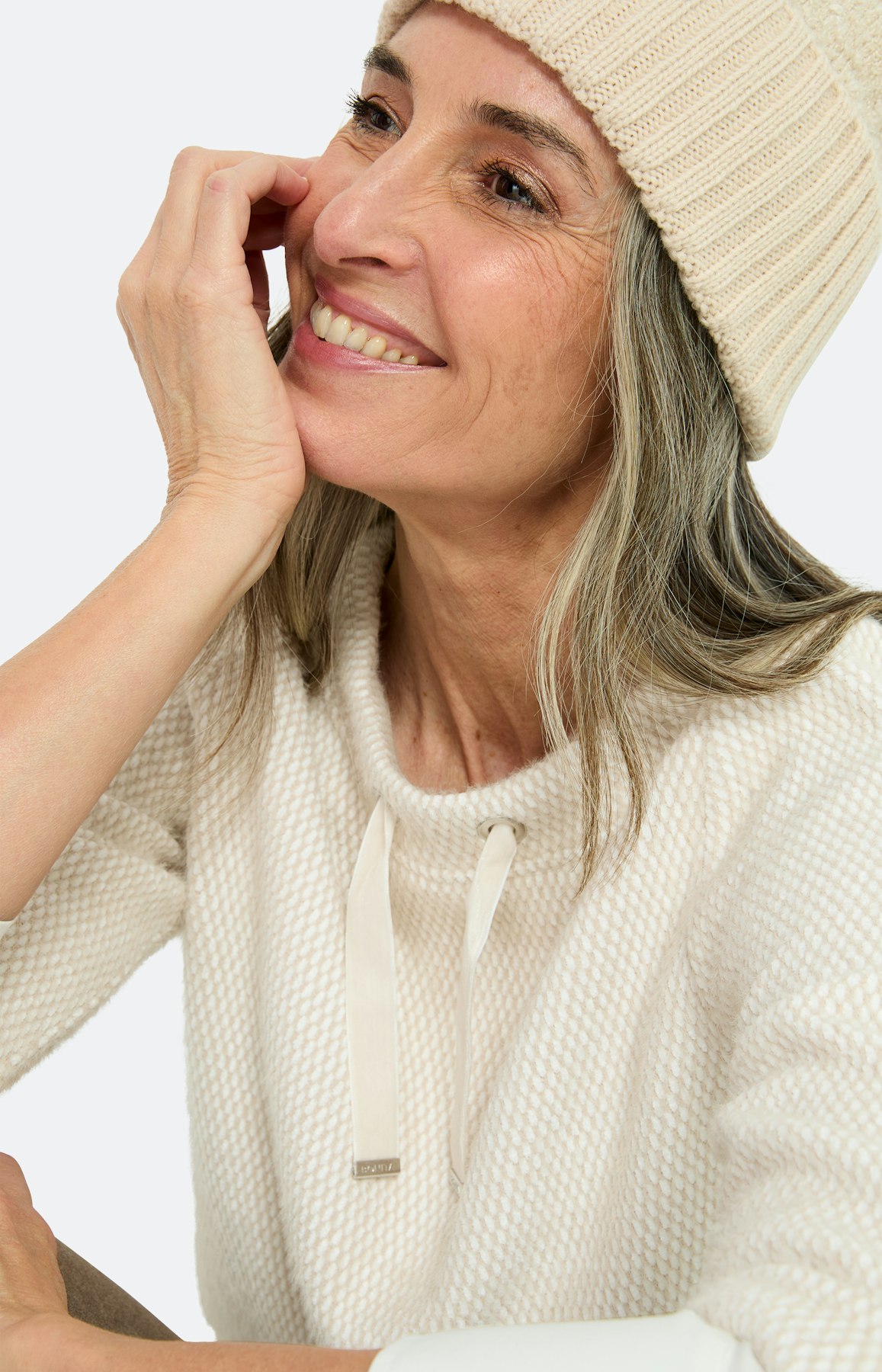 Sweatshirt in laagjes-look, crème