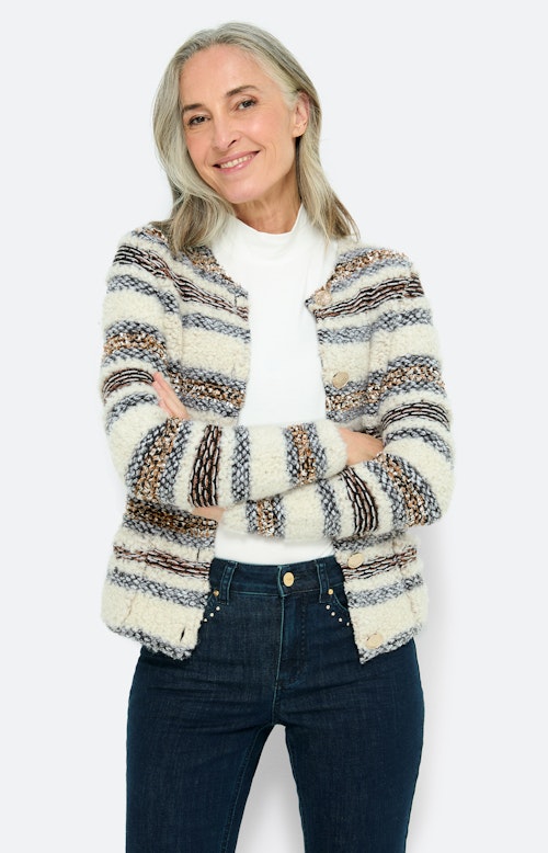 Cardigan met strepen-effect, taupe