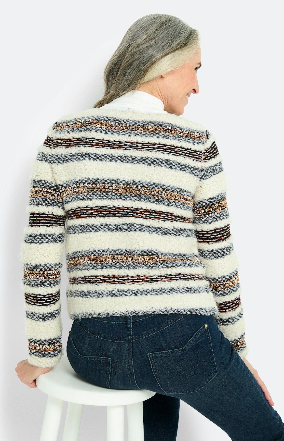 Cardigan met strepen-effect, taupe