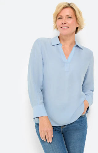 Blouse met streepstructuur, blauw