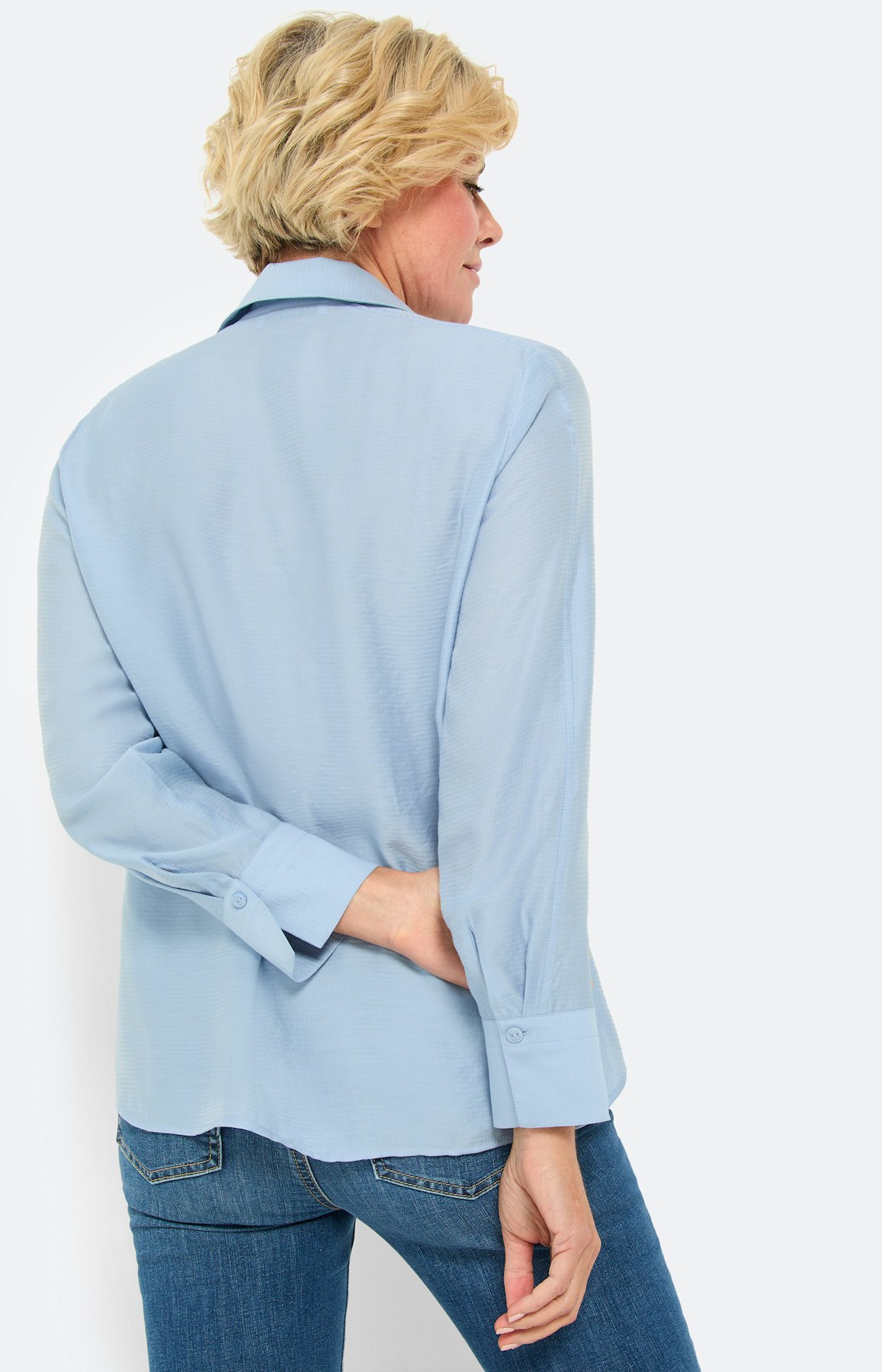 Blouse met streepstructuur, blauw