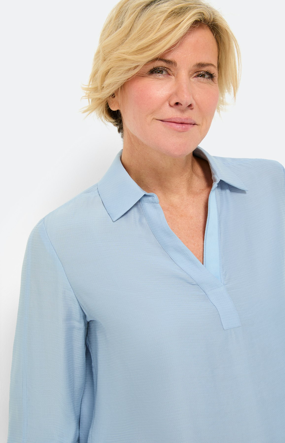 Blouse met streepstructuur, blauw