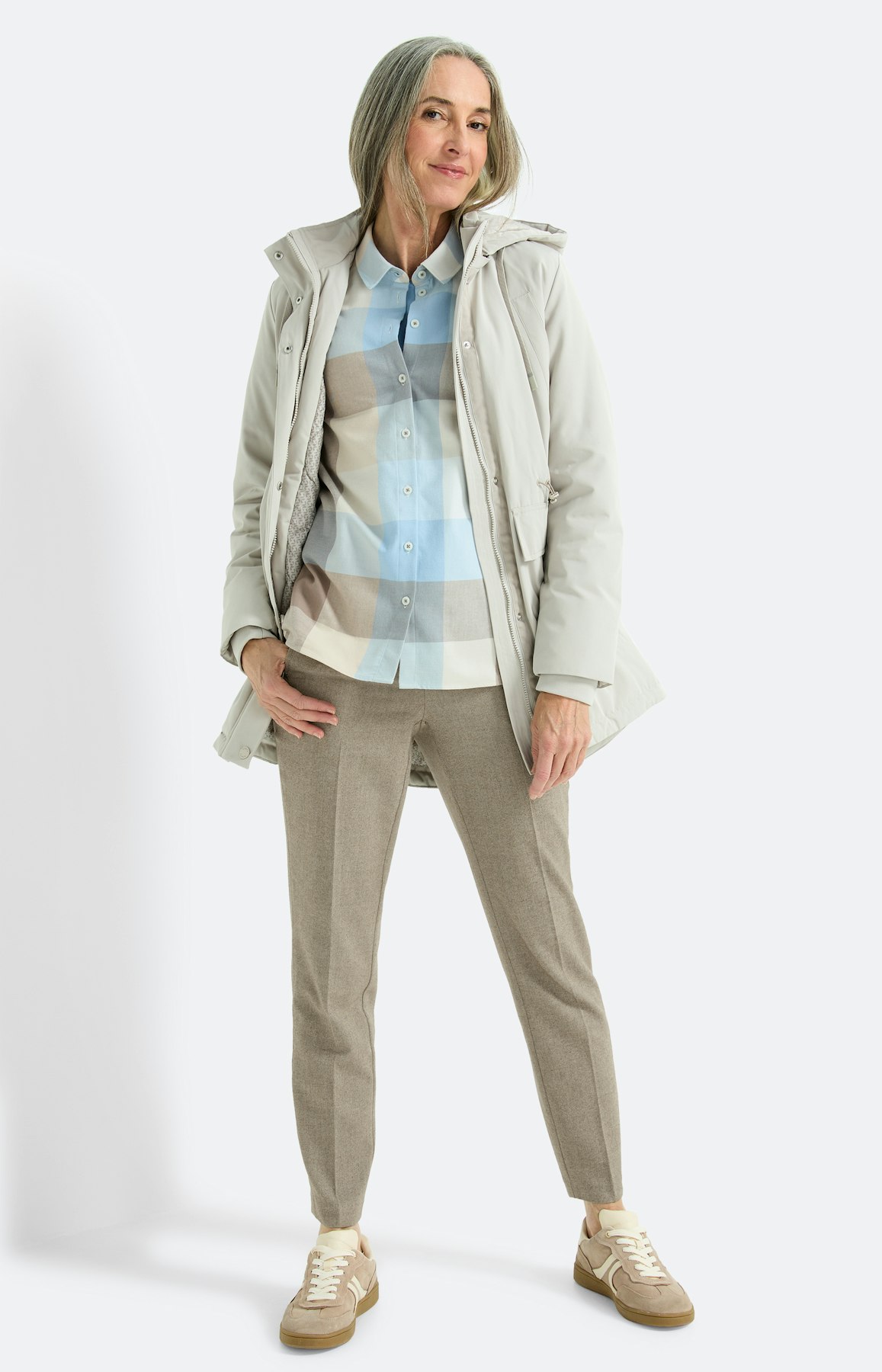 Blouse van flanel met ruitmotief, blauw