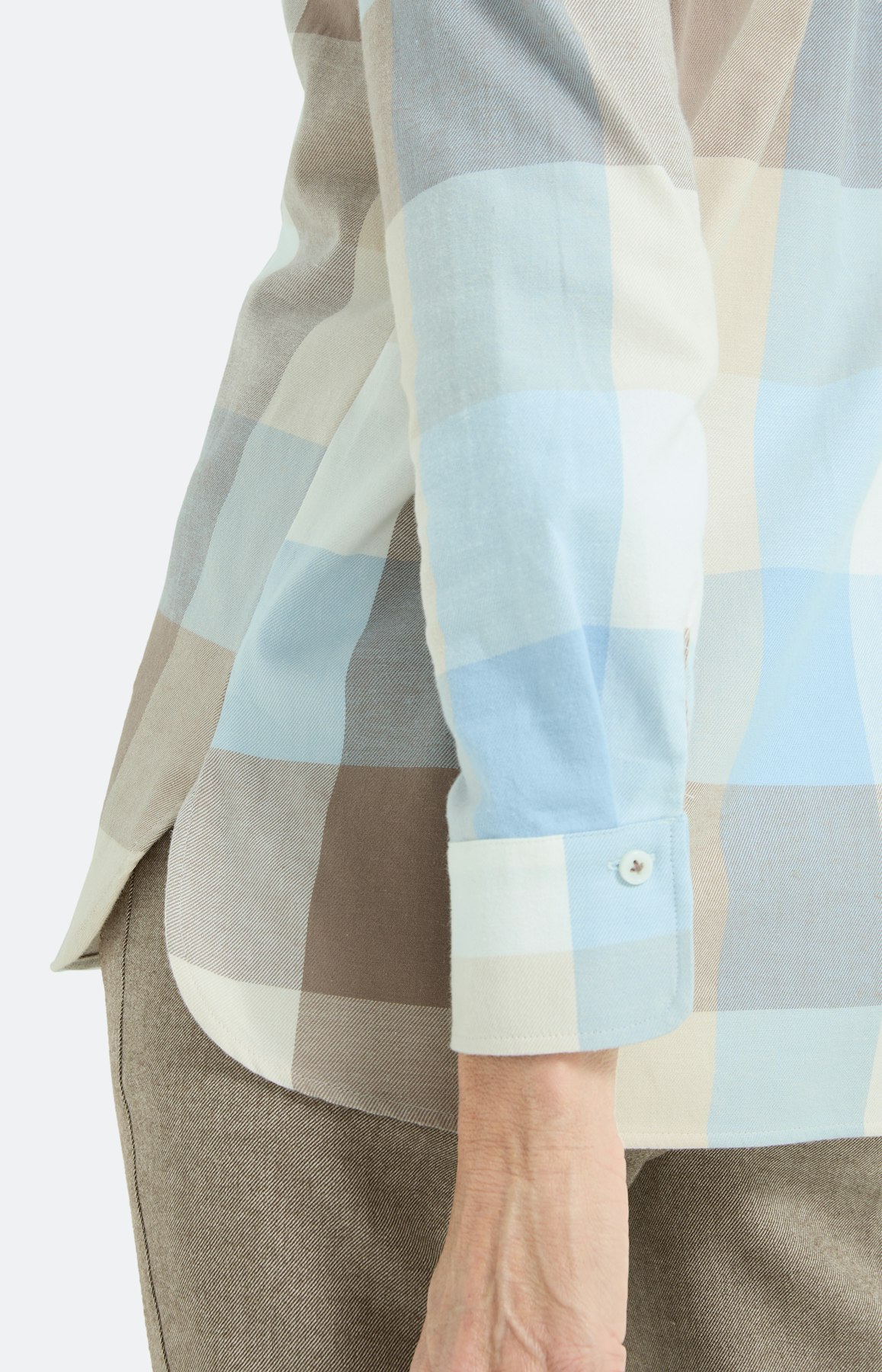 Blouse van flanel met ruitmotief, blauw