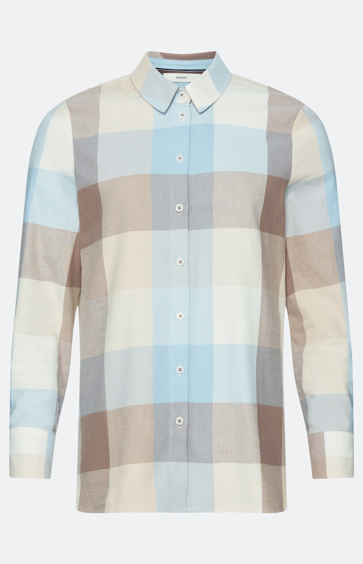 Blouse van flanel met ruitmotief, blauw