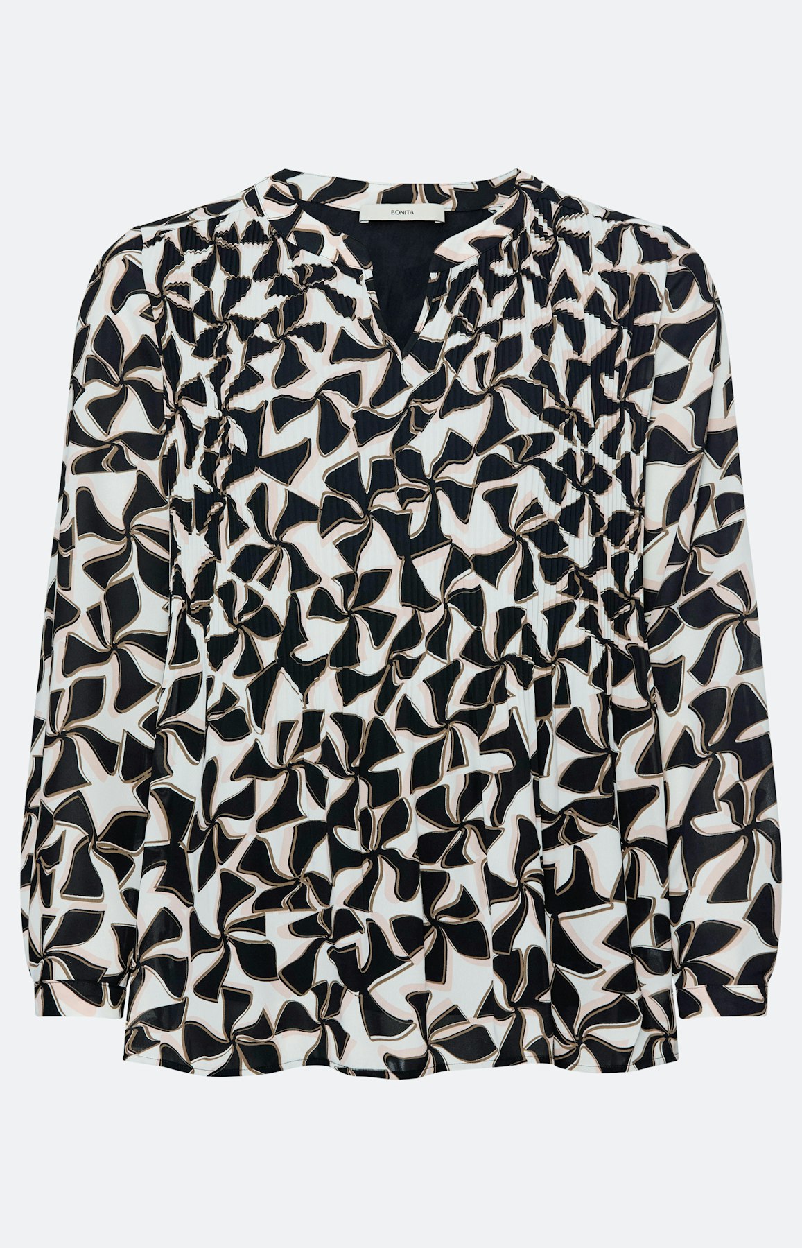 Blouse met plisséplooien, zwart