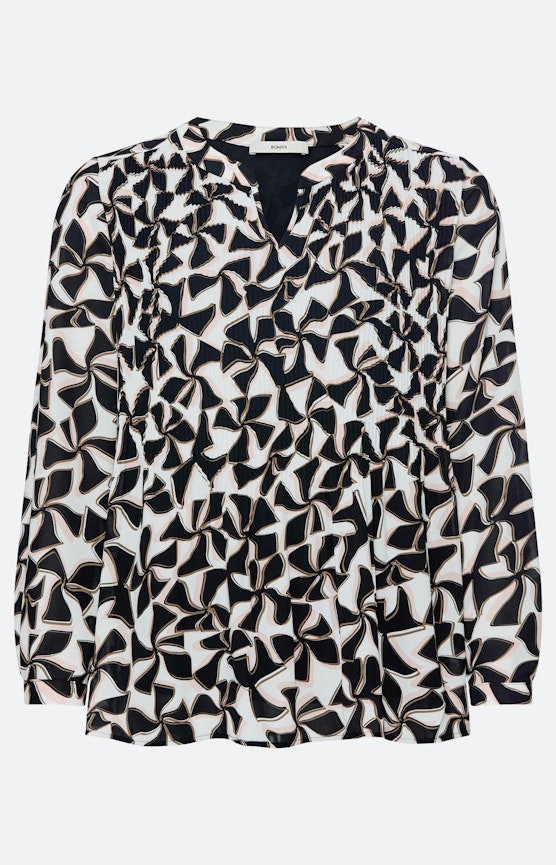 Blouse met plisséplooien, zwart
