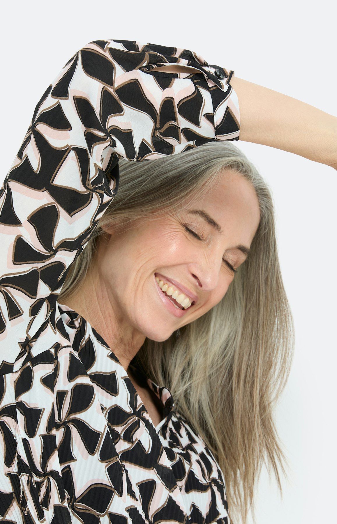 Blouse met plisséplooien, zwart