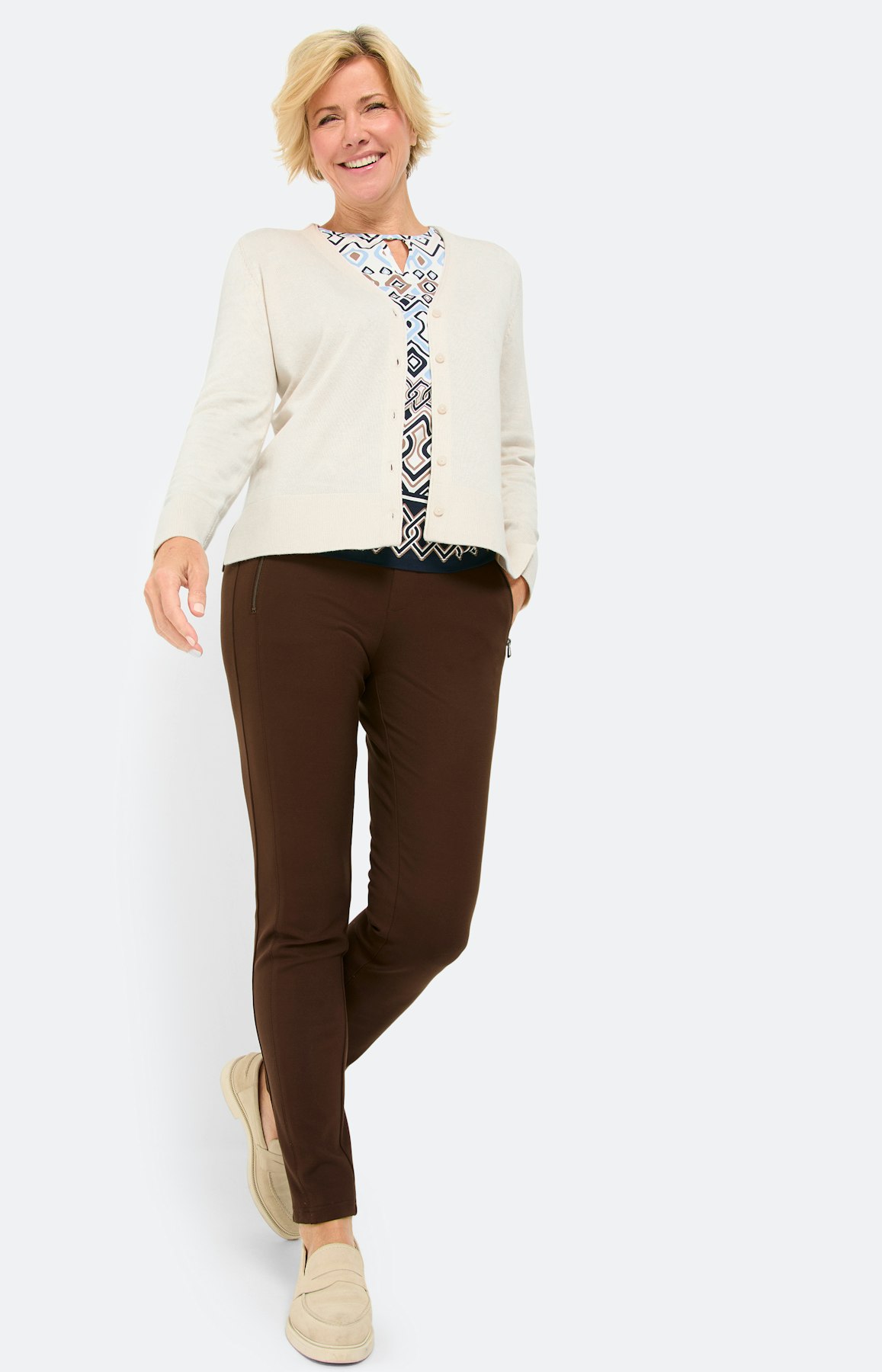 Vest met jukstuk, crème