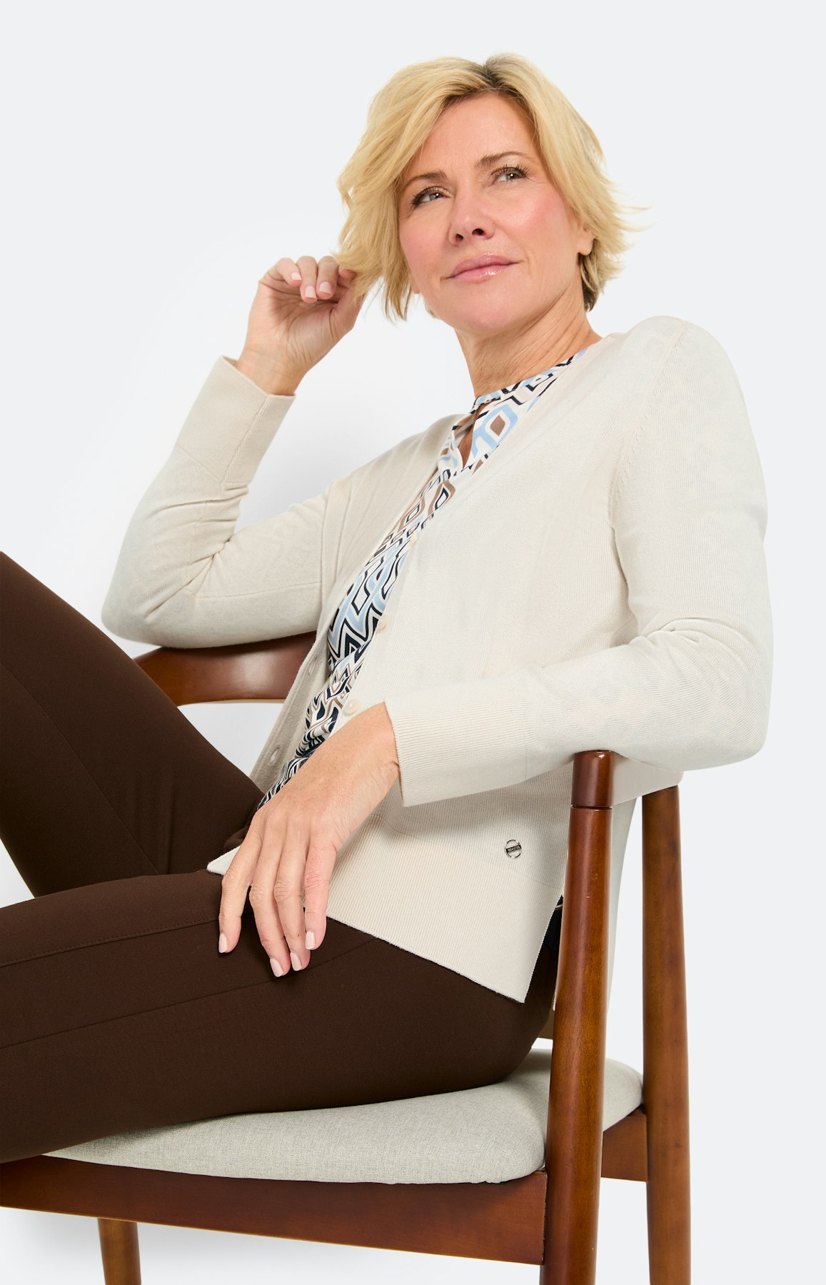 Vest met jukstuk, crème