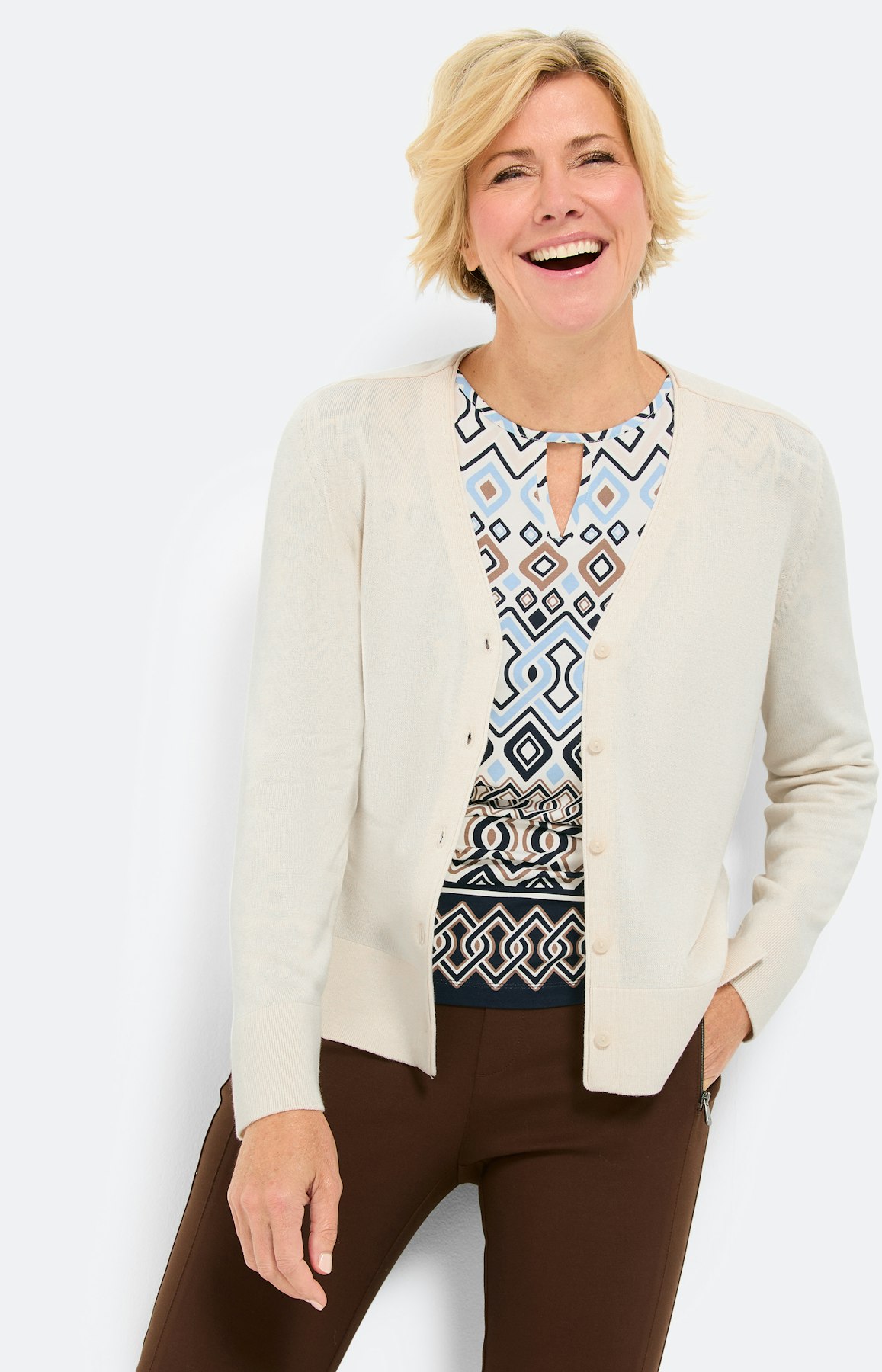 Vest met jukstuk, crème