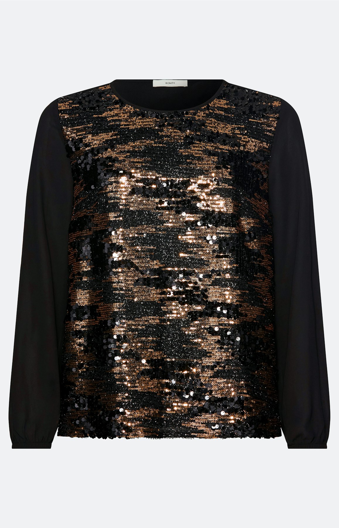 Blouse met paillettenbeleg, zwart