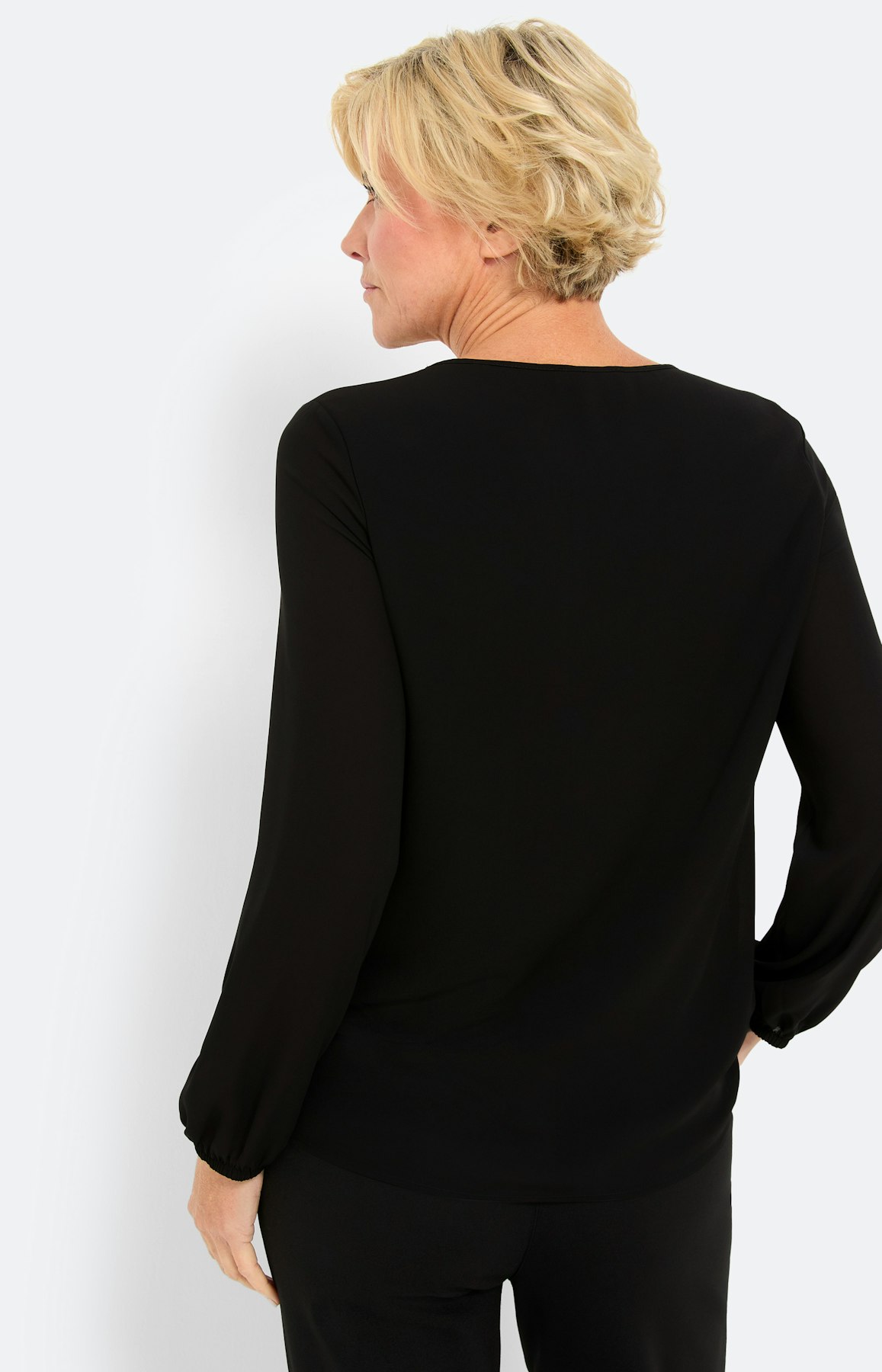 Blouse met paillettenbeleg, zwart