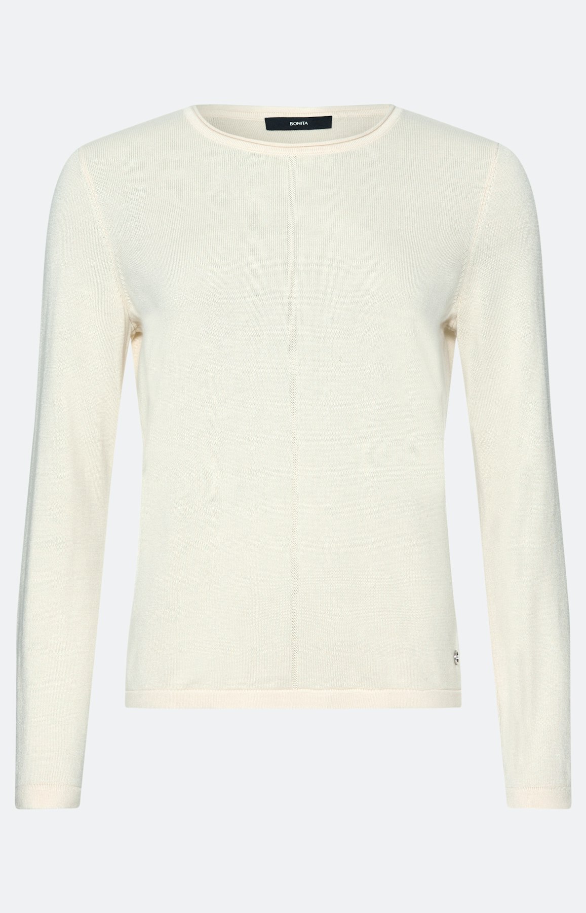 Gebreide trui met rolrand, crème