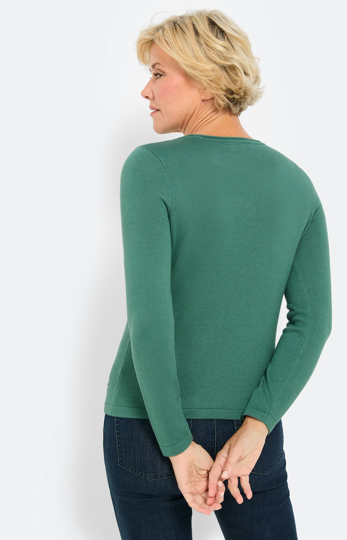 Gebreide trui met rolrand, smaragdgroen