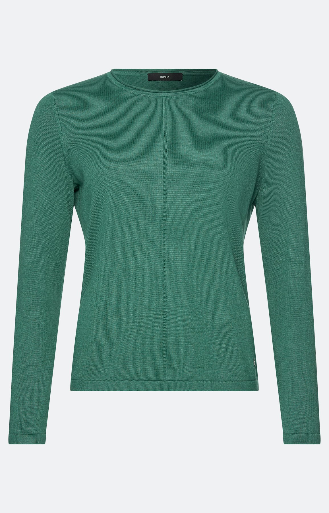 Gebreide trui met rolrand, smaragdgroen