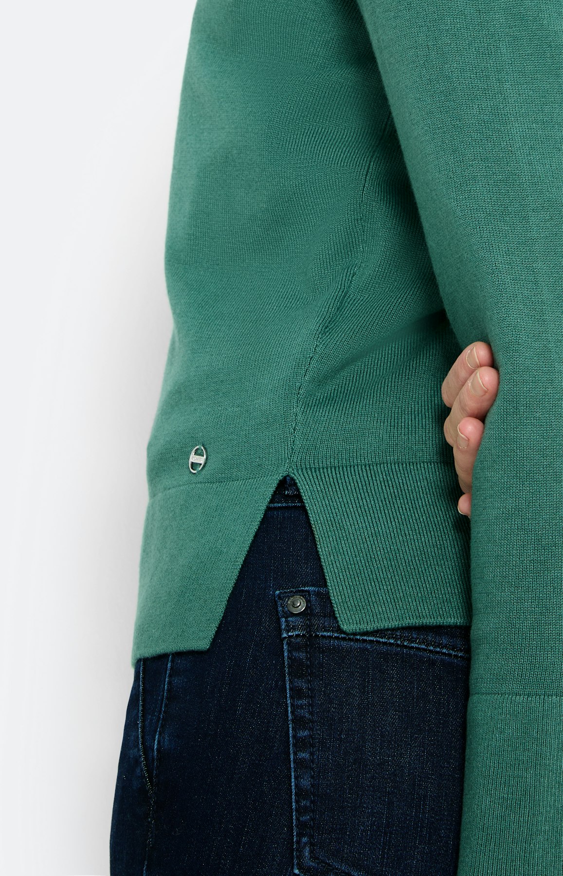 Vest met jukstuk, smaragdgroen