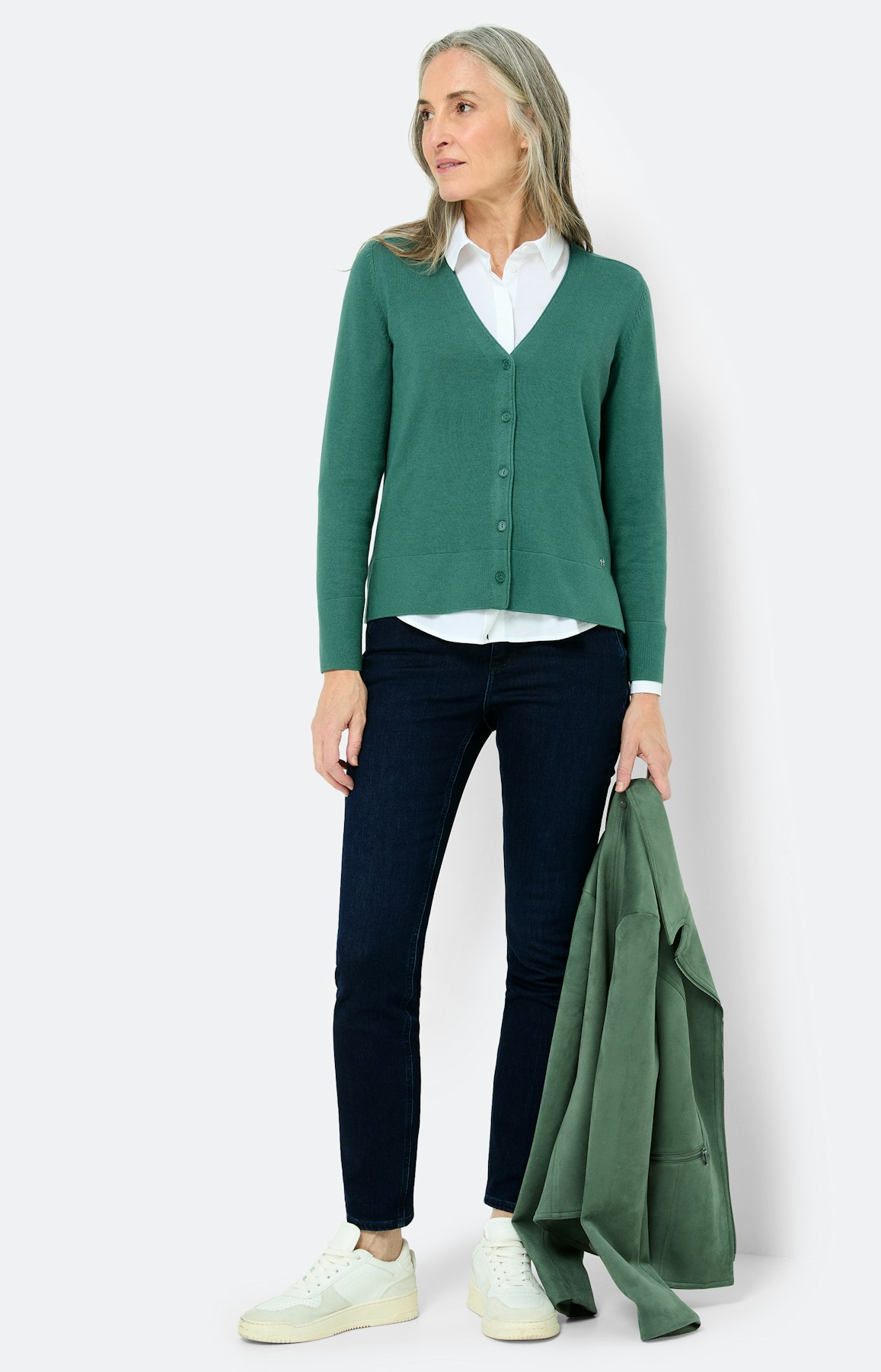 Vest met jukstuk, smaragdgroen