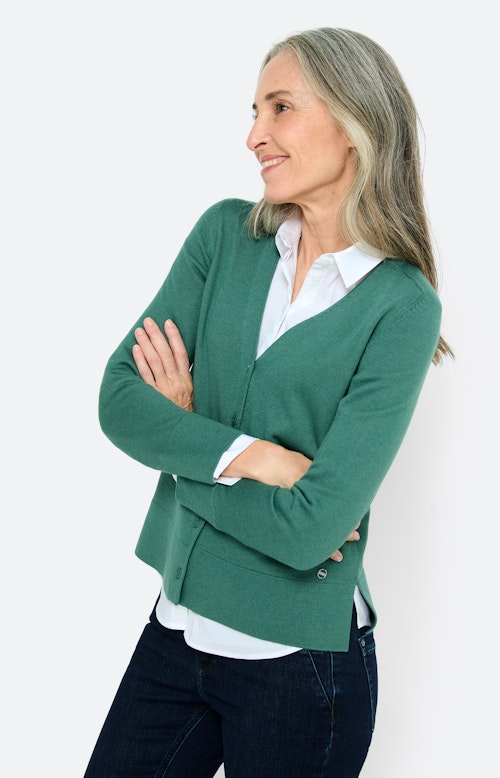 Vest met jukstuk, smaragdgroen