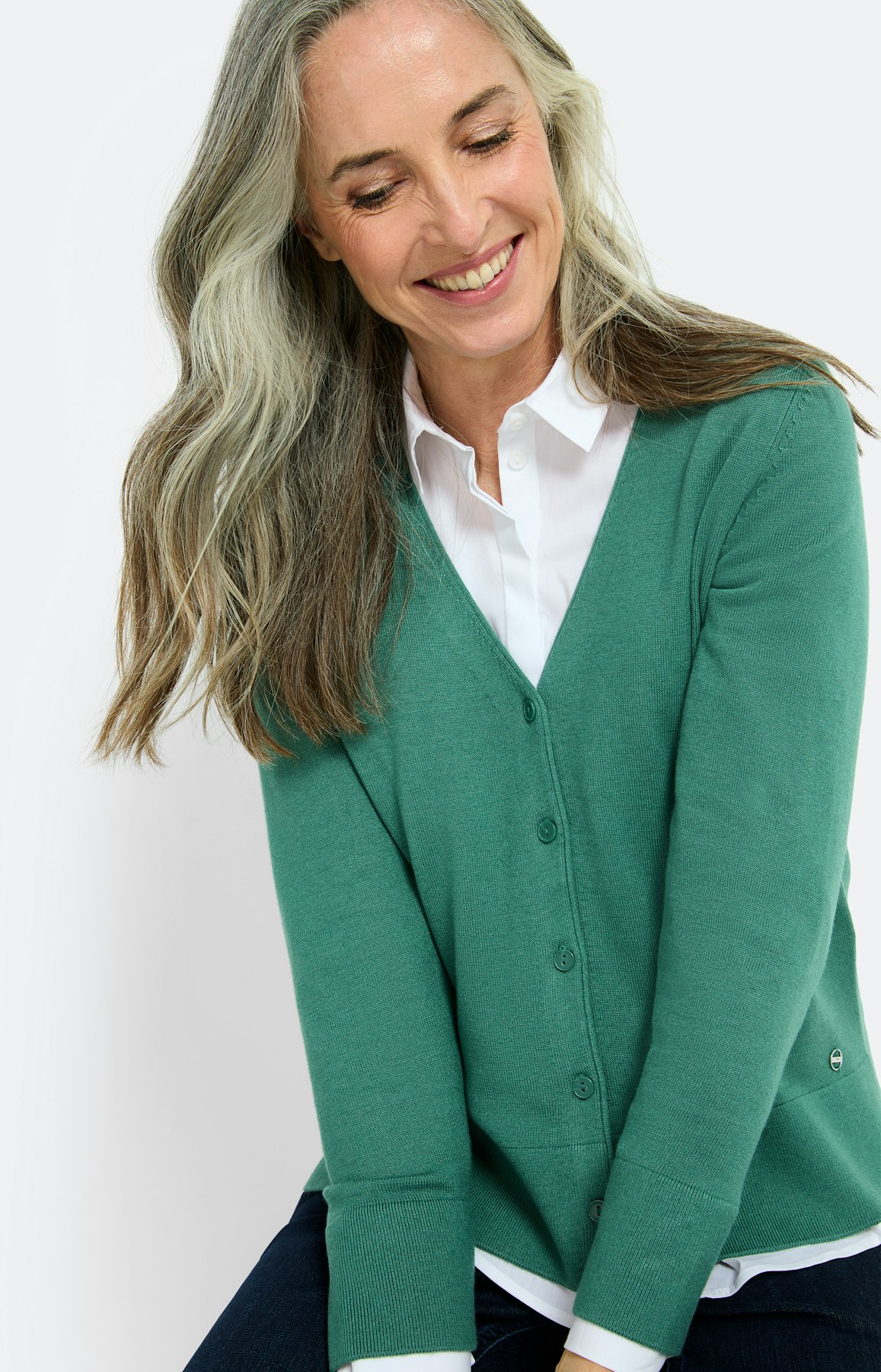 Vest met jukstuk, smaragdgroen