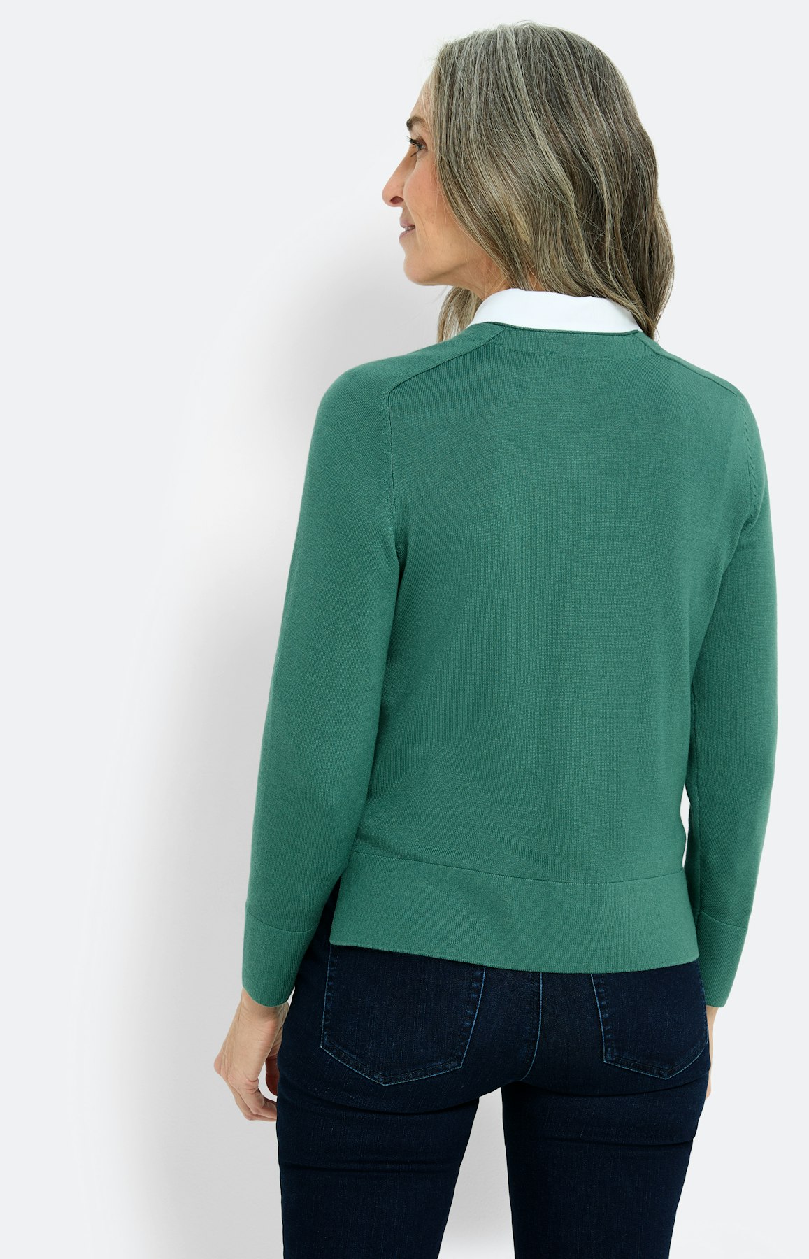 Vest met jukstuk, smaragdgroen