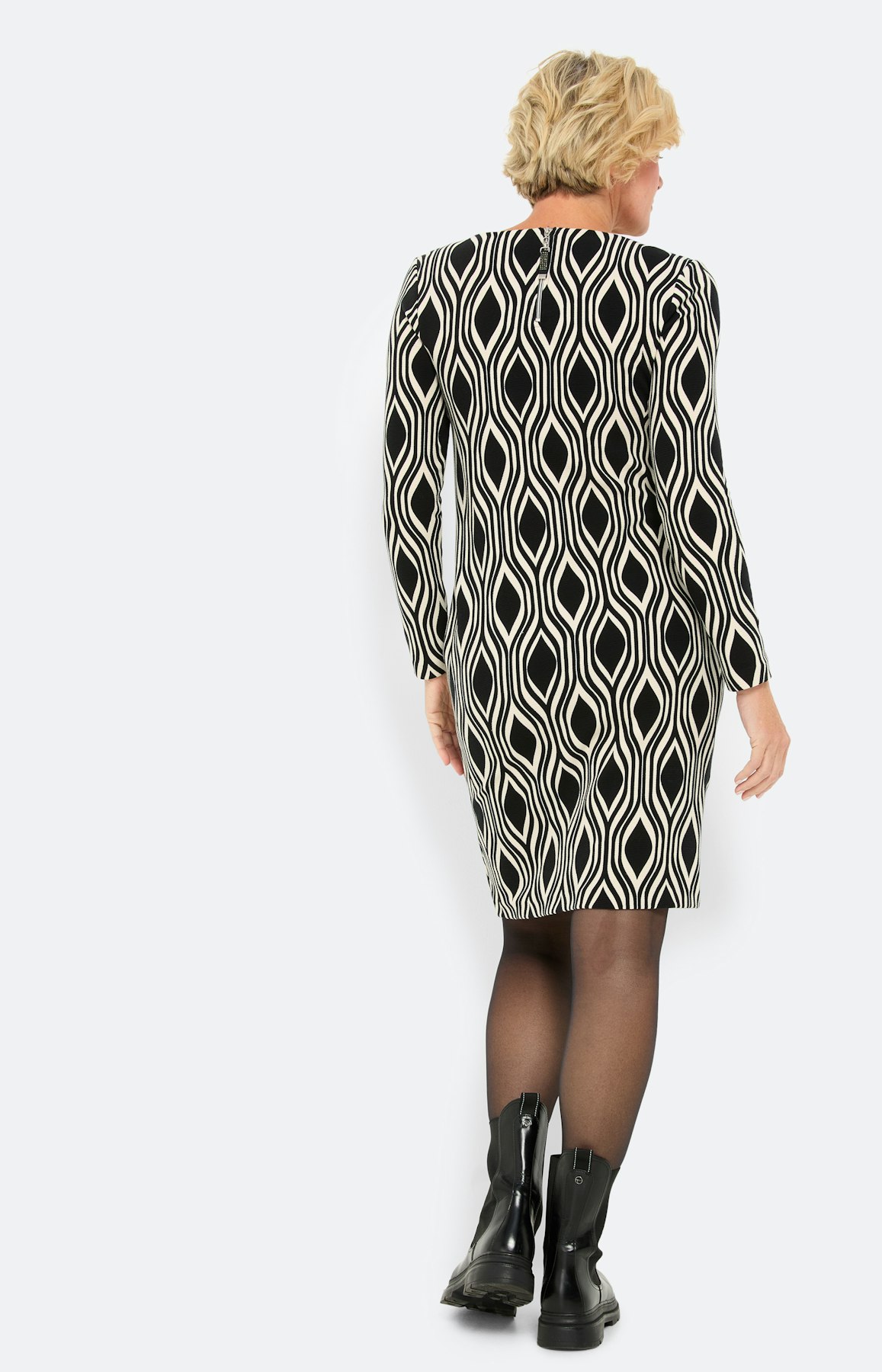 Jurk met grafische print, zwart