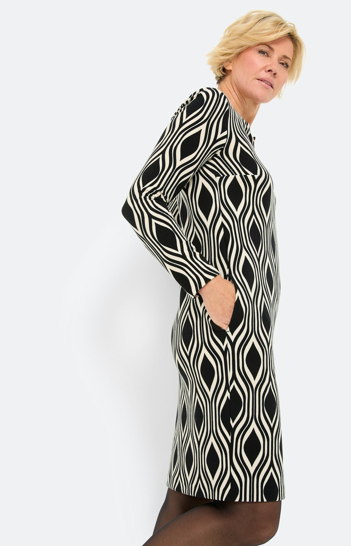 Jurk met grafische print, zwart