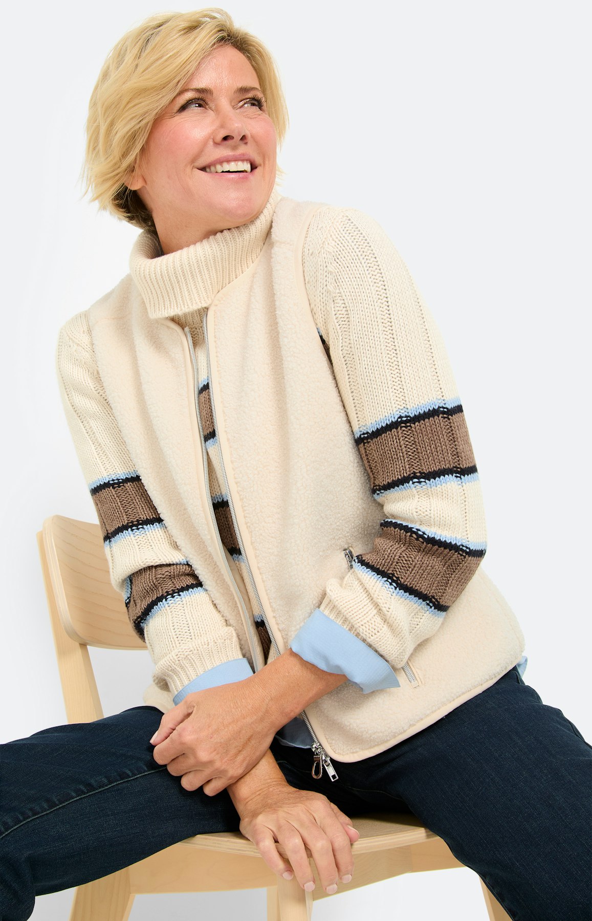 Mouwloos vest van imitatiebont, wit