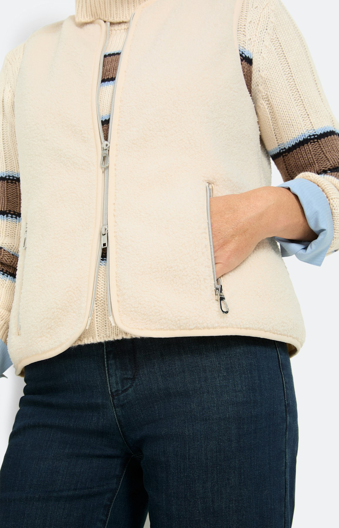 Mouwloos vest van imitatiebont, wit