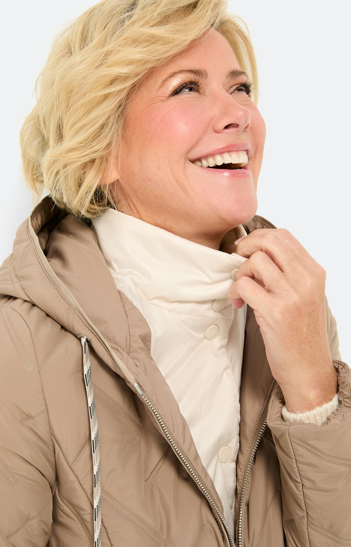 Steppmantel im Lagenlook, taupe