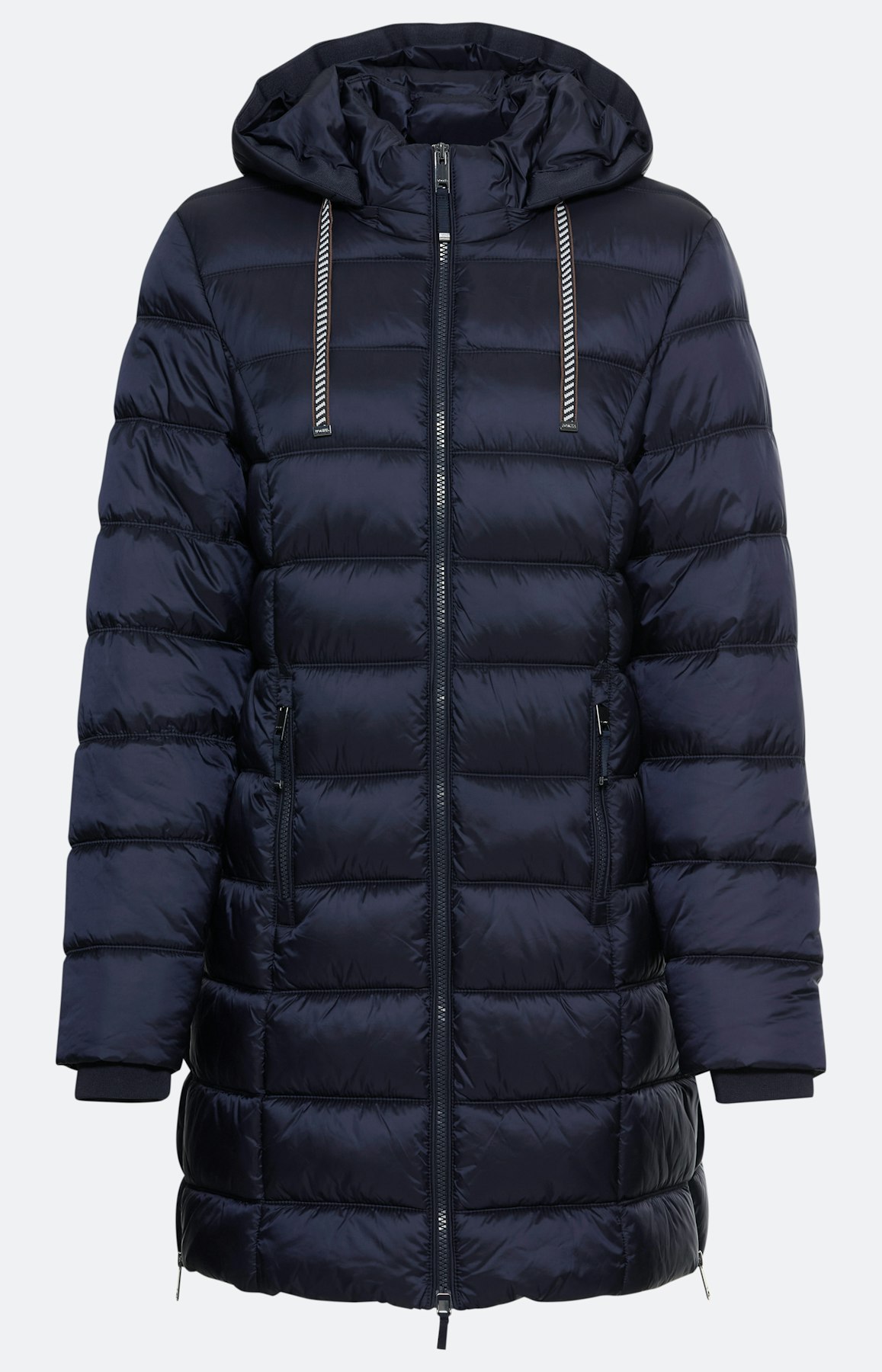 Doorgestikte mantel met zijsplit, marine