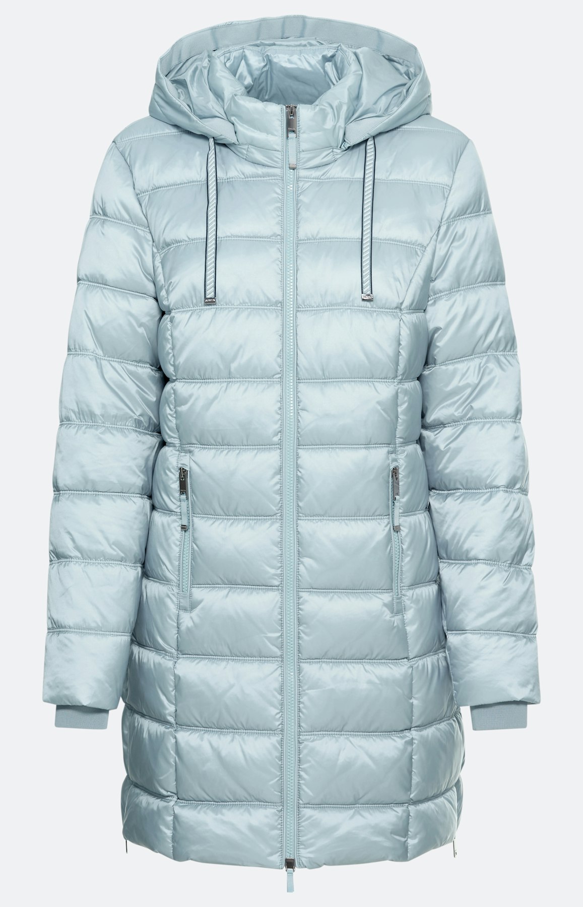 Doorgestikte mantel met zijsplit, blauw