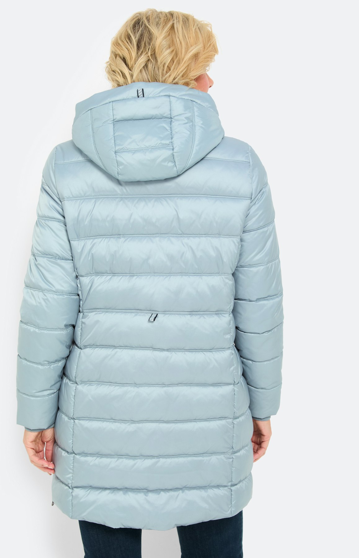 Doorgestikte mantel met zijsplit, blauw