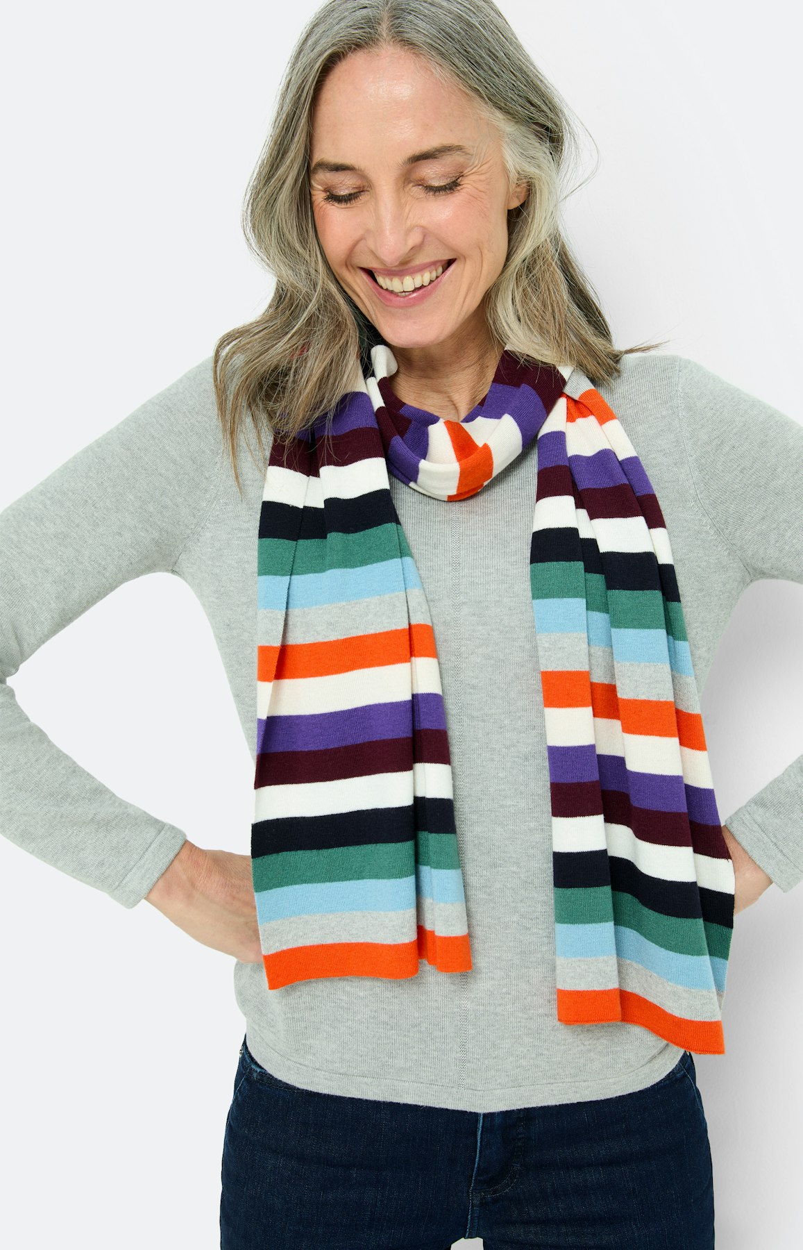 Gebreide sjaal met strepen, multicolour