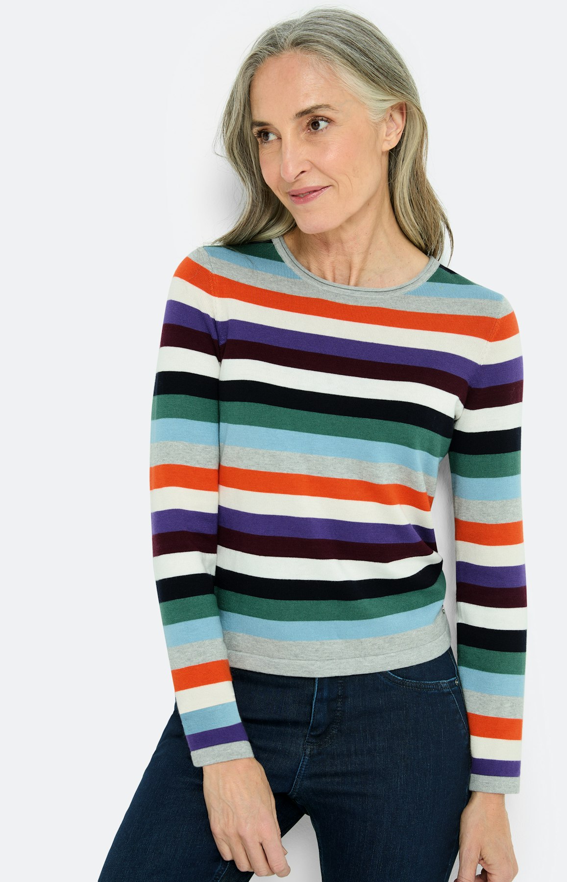 Gebreide trui met strepen, multicolour