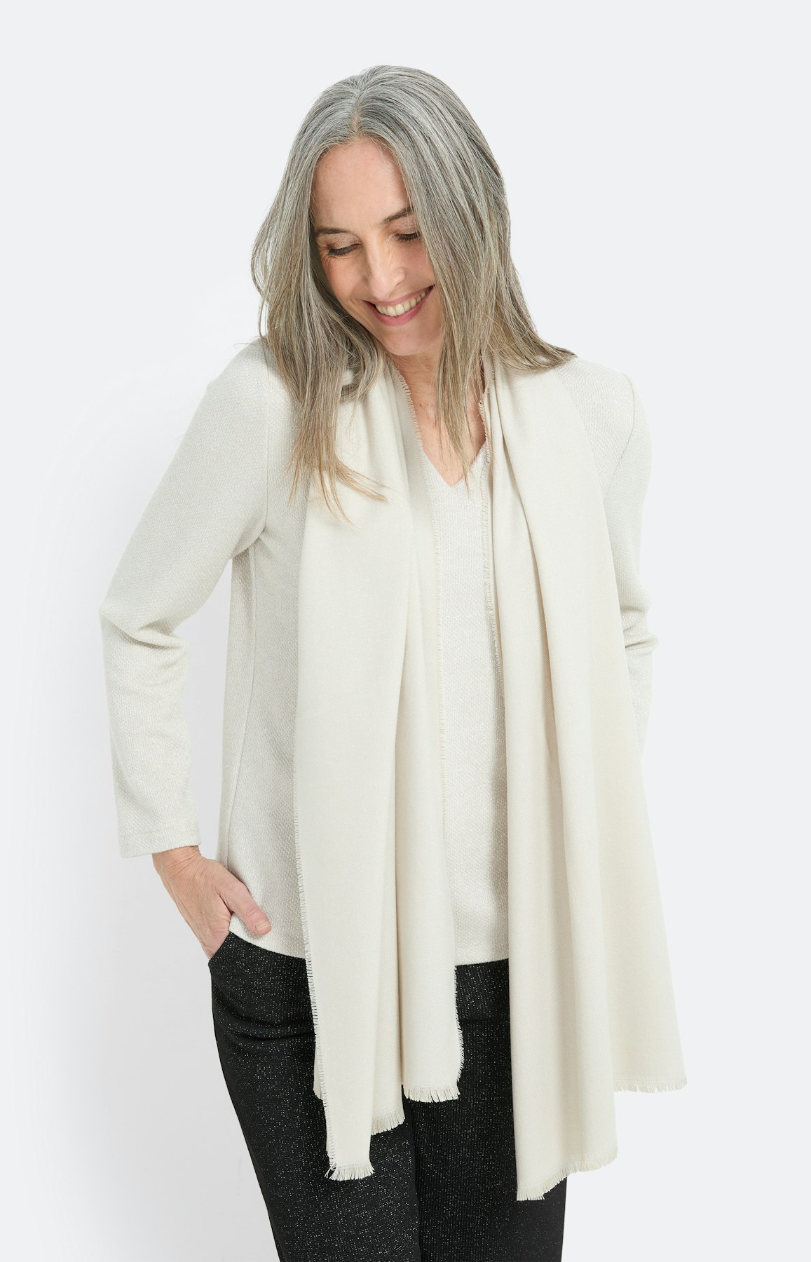 Sjaal met glittereffect, crème