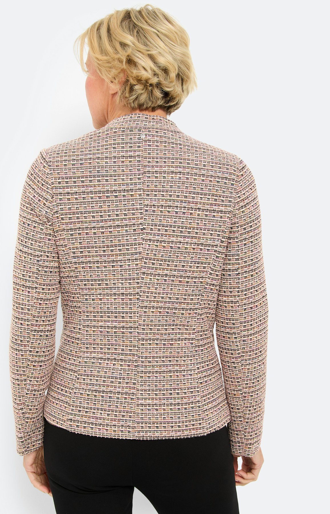 Blazer met boucléstructuur, lichtroze