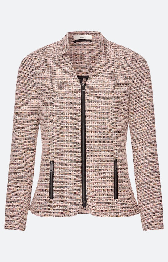 Blazer met boucléstructuur, lichtroze