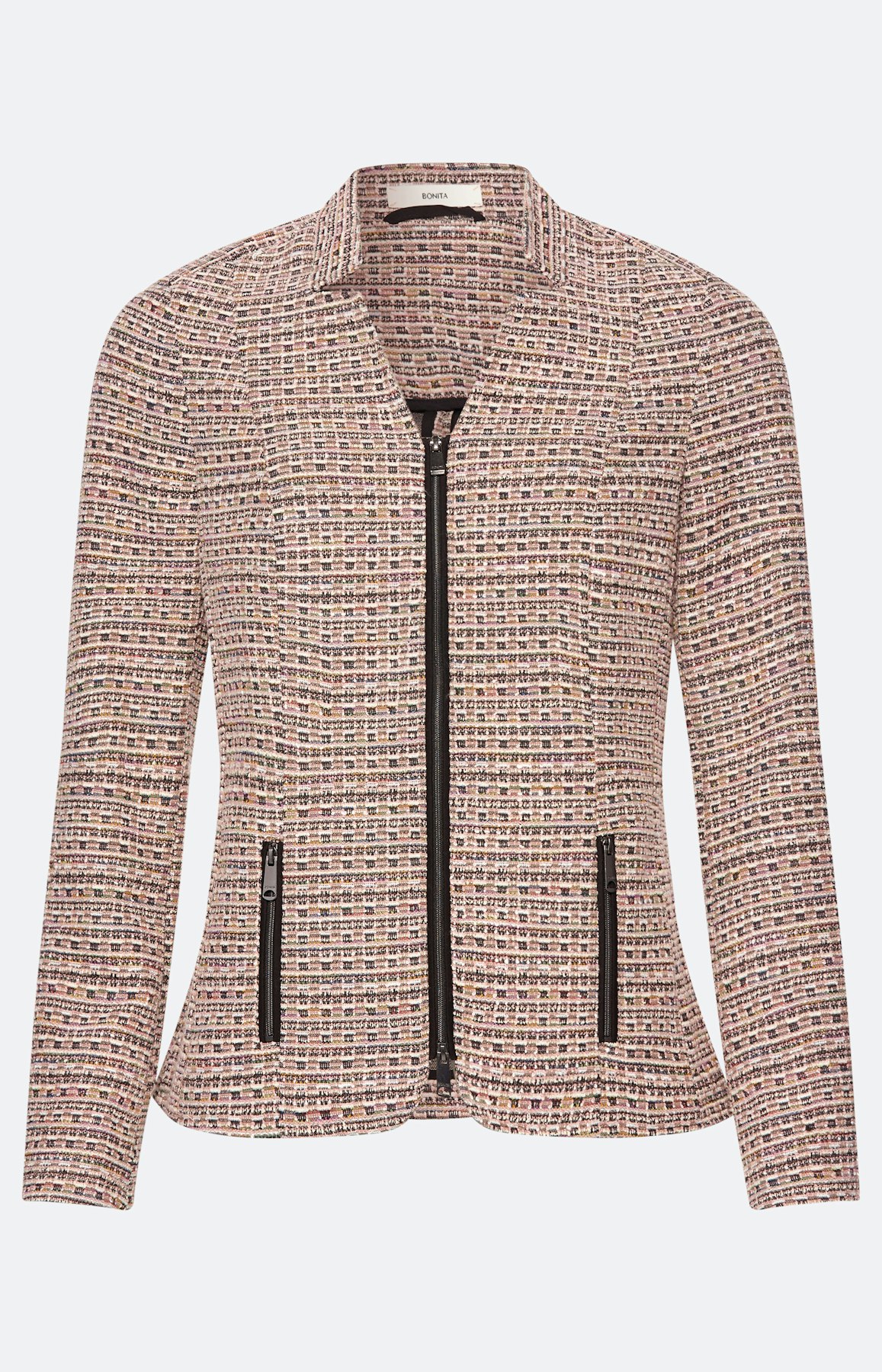 Blazer met boucléstructuur, lichtroze